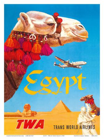 - EGYPT - Jets Airline 8.5" x 11"Travel Poster ----- TWA 