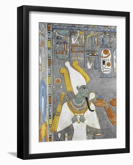 Egypt Valley of the Kings, Tomb of Horemheb, Mural Painting of Osiris, from Nineteenth Dynasty-null-Framed Giclee Print