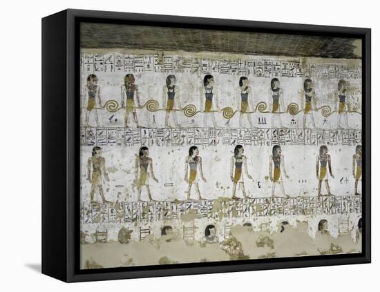 Egypt, Valley of the Kings, Tomb of Merneptah, Mural Painting from Illustrated Book of Gates-null-Framed Stretched Canvas