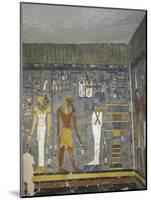 Egypt, Valley of the Kings, Tomb of Ramses I, Mural Painting of Ma'At, Pharaoh and Ptah-null-Mounted Giclee Print