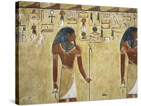 Egypt Valley of the Kings, Tomb of Seti I, Mural Painting of Two Gods, from Nineteenth Dynasty-null-Stretched Canvas