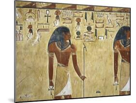 Egypt Valley of the Kings, Tomb of Seti I, Mural Painting of Two Gods, from Nineteenth Dynasty-null-Mounted Giclee Print