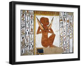 Egypt, Valley of the Queens, Tomb of Nefertari, Mural Painting of Guardian in Burial Chamber-null-Framed Giclee Print