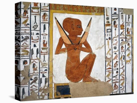 Egypt, Valley of the Queens, Tomb of Nefertari, Mural Painting of Guardian in Burial Chamber-null-Stretched Canvas