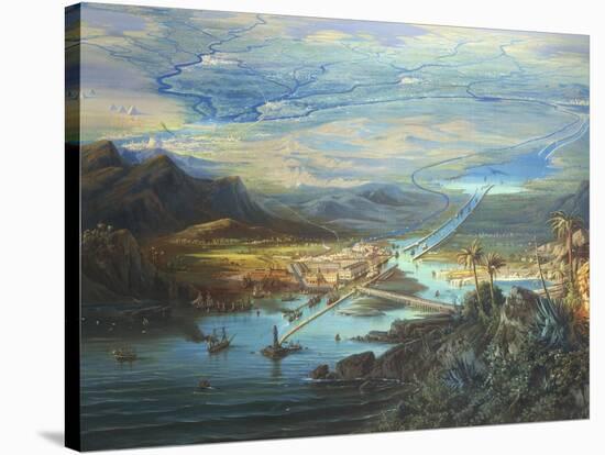 Egypt, View of the Suez Canal-Albert Rieger-Stretched Canvas