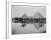 Egypt, Village and pyramids during the flood-time, c.1890-1900-null-Framed Photographic Print