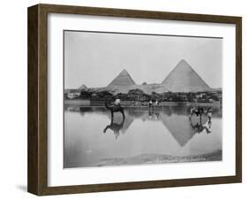 Egypt, Village and pyramids during the flood-time, c.1890-1900-null-Framed Photographic Print