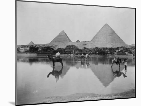 Egypt, Village and pyramids during the flood-time, c.1890-1900-null-Mounted Photographic Print