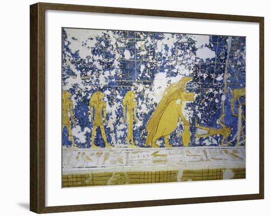 Egypt, West Valley, Tomb of Ramses VII, Mural Paintings of Procession of Gods in Burial Chamber-null-Framed Giclee Print