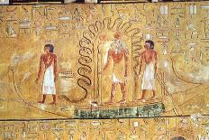 The Sun God Ra in His Solar Barque, Protected by the Coils of a Serpent, from the Tomb of Seti I-Egyptian 19th Dynasty-Stretched Canvas