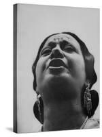 Egyptian Actress Om Kalthoum, While Singing on Cairo's "Voice of Arabs" Radio Show-Howard Sochurek-Stretched Canvas
