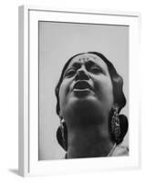 Egyptian Actress Om Kalthoum, While Singing on Cairo's "Voice of Arabs" Radio Show-Howard Sochurek-Framed Premium Photographic Print