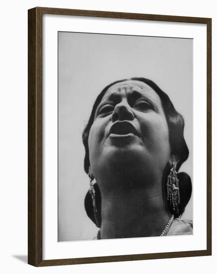 Egyptian Actress Om Kalthoum, While Singing on Cairo's "Voice of Arabs" Radio Show-Howard Sochurek-Framed Premium Photographic Print