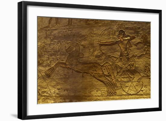 Egyptian Art. Great Temple of Ramses II. Military Campaign Against the Hittites. Ramses II in a…-null-Framed Giclee Print