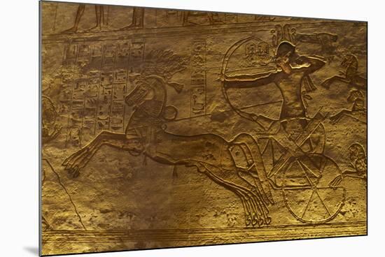 Egyptian Art. Great Temple of Ramses II. Military Campaign Against the Hittites. Ramses II in a…-null-Mounted Giclee Print