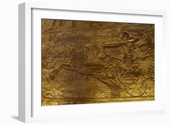 Egyptian Art. Great Temple of Ramses II. Military Campaign Against the Hittites. Ramses II in a…-null-Framed Giclee Print