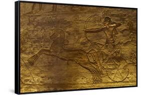 Egyptian Art. Great Temple of Ramses II. Military Campaign Against the Hittites. Ramses II in a…-null-Framed Stretched Canvas