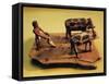 Egyptian Civilization. Painted Wood Model of Ploughman and Oxen-null-Framed Stretched Canvas