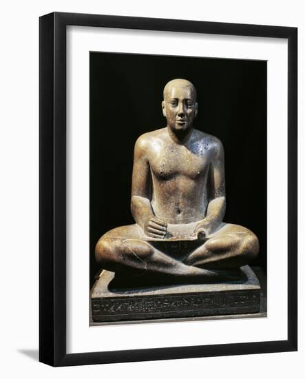 Egyptian Civilization, Saitic Period, Quartzite Statue of Petamenophis as Scribe, from Karnak-null-Framed Giclee Print