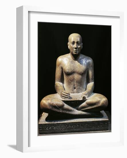 Egyptian Civilization, Saitic Period, Quartzite Statue of Petamenophis as Scribe, from Karnak-null-Framed Giclee Print