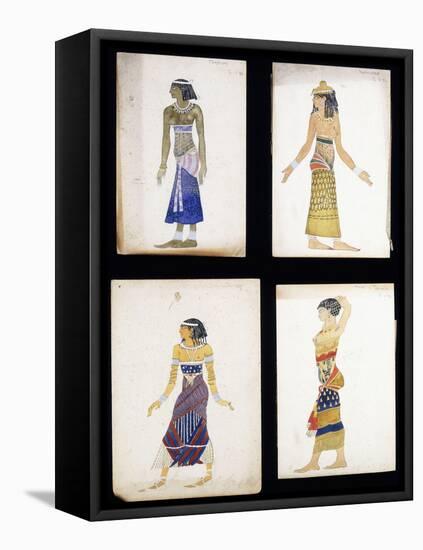 Egyptian Costume Designs for a Dancer, a Musician, Ta-Or, and Cleopatra's Sister-Leon Bakst-Framed Stretched Canvas