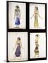 Egyptian Costume Designs for a Dancer, a Musician, Ta-Or, and Cleopatra's Sister-Leon Bakst-Mounted Giclee Print