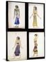 Egyptian Costume Designs for a Dancer, a Musician, Ta-Or, and Cleopatra's Sister-Leon Bakst-Stretched Canvas