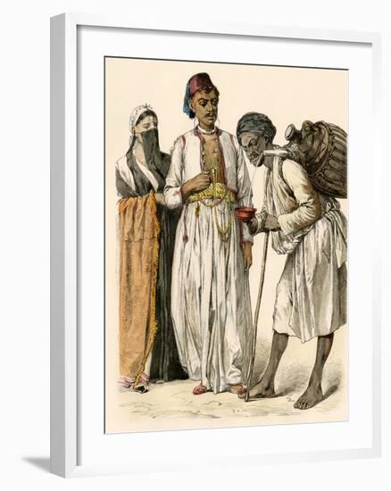 Egyptian Couple Buying a Drink from a Water-Seller in Port-Said, Egypt-null-Framed Giclee Print