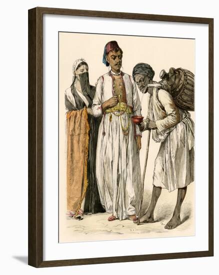 Egyptian Couple Buying a Drink from a Water-Seller in Port-Said, Egypt-null-Framed Giclee Print