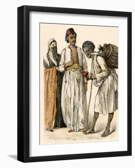 Egyptian Couple Buying a Drink from a Water-Seller in Port-Said, Egypt-null-Framed Giclee Print