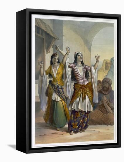 Egyptian dancing girls performing the Ghawazi at Rosetta, Egypt, 1848-Achille Deveria-Framed Stretched Canvas