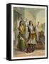 Egyptian Dancing Girls Performing the Ghawazi, Rosetta, The Valley of the Nile-Achille-Constant-Théodore-Émile Prisse d'Avennes-Framed Stretched Canvas