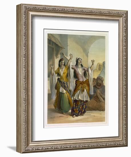 Egyptian Dancing Girls Performing the Ghawazi, Rosetta, The Valley of the Nile-Achille-Constant-Théodore-Émile Prisse d'Avennes-Framed Giclee Print