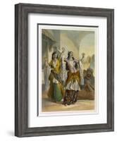 Egyptian Dancing Girls Performing the Ghawazi, Rosetta, The Valley of the Nile-Achille-Constant-Théodore-Émile Prisse d'Avennes-Framed Giclee Print