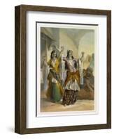 Egyptian Dancing Girls Performing the Ghawazi, Rosetta, The Valley of the Nile-Achille-Constant-Théodore-Émile Prisse d'Avennes-Framed Giclee Print