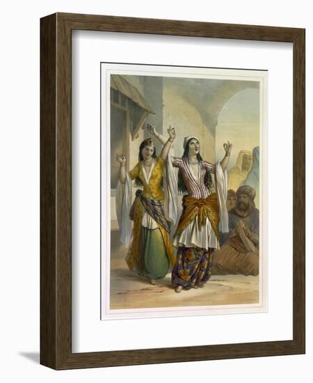 Egyptian Dancing Girls Performing the Ghawazi, Rosetta, The Valley of the Nile-Achille-Constant-Théodore-Émile Prisse d'Avennes-Framed Giclee Print