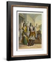 Egyptian Dancing Girls Performing the Ghawazi, Rosetta, The Valley of the Nile-Achille-Constant-Théodore-Émile Prisse d'Avennes-Framed Giclee Print