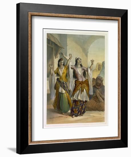 Egyptian Dancing Girls Performing the Ghawazi, Rosetta, The Valley of the Nile-Achille-Constant-Théodore-Émile Prisse d'Avennes-Framed Giclee Print