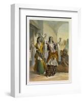 Egyptian Dancing Girls Performing the Ghawazi, Rosetta, The Valley of the Nile-Achille-Constant-Théodore-Émile Prisse d'Avennes-Framed Giclee Print