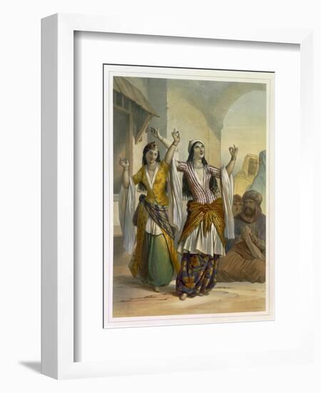 Egyptian Dancing Girls Performing the Ghawazi, Rosetta, The Valley of the Nile-Achille-Constant-Théodore-Émile Prisse d'Avennes-Framed Giclee Print