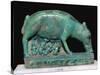 Egyptian faience statuette of a sow and piglets. Artist: Unknown-Unknown-Stretched Canvas