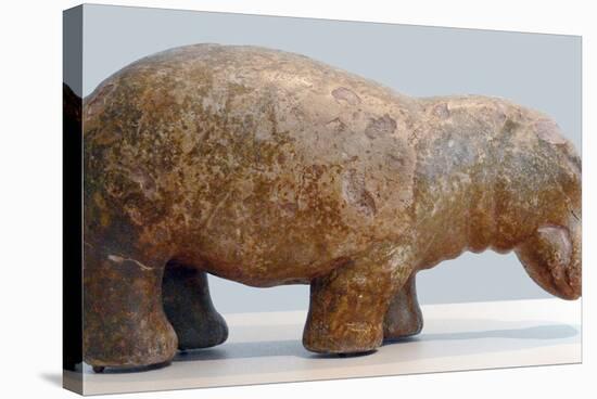 Egyptian Fayence Sculpture of Hippopotamus-null-Stretched Canvas