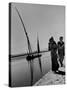 Egyptian Feluccas, Large Sailboats with Two Immensely Tall Masts, Pulled up Canal by Natives-Carl Mydans-Stretched Canvas