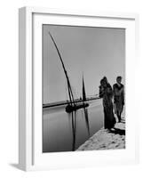 Egyptian Feluccas, Large Sailboats with Two Immensely Tall Masts, Pulled up Canal by Natives-Carl Mydans-Framed Photographic Print