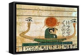 Egyptian Funerary Papyrus Depicting the Barque of Re-Herakhty-null-Framed Stretched Canvas