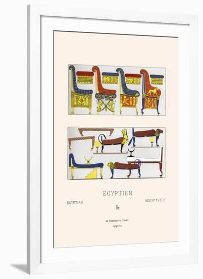 Egyptian Furniture, Beds, Couches, and Thrones-Racinet-Framed Art Print