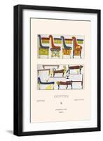 Egyptian Furniture, Beds, Couches, and Thrones-Racinet-Framed Art Print