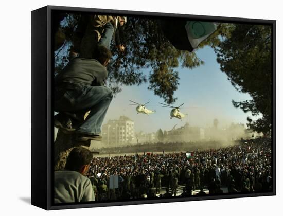 Egyptian Helicopters Carrying Remains of Palestinian Leader Yasser Arafat and Palestinian Leaders-null-Framed Stretched Canvas