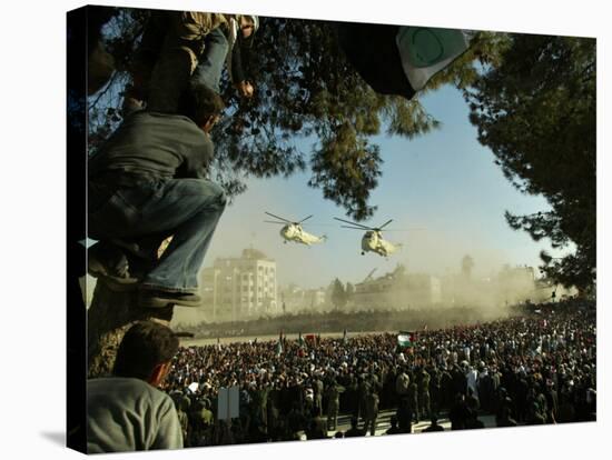 Egyptian Helicopters Carrying Remains of Palestinian Leader Yasser Arafat and Palestinian Leaders-null-Stretched Canvas