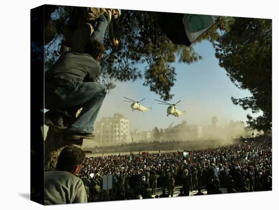 Egyptian Helicopters Carrying Remains of Palestinian Leader Yasser Arafat and Palestinian Leaders-null-Stretched Canvas